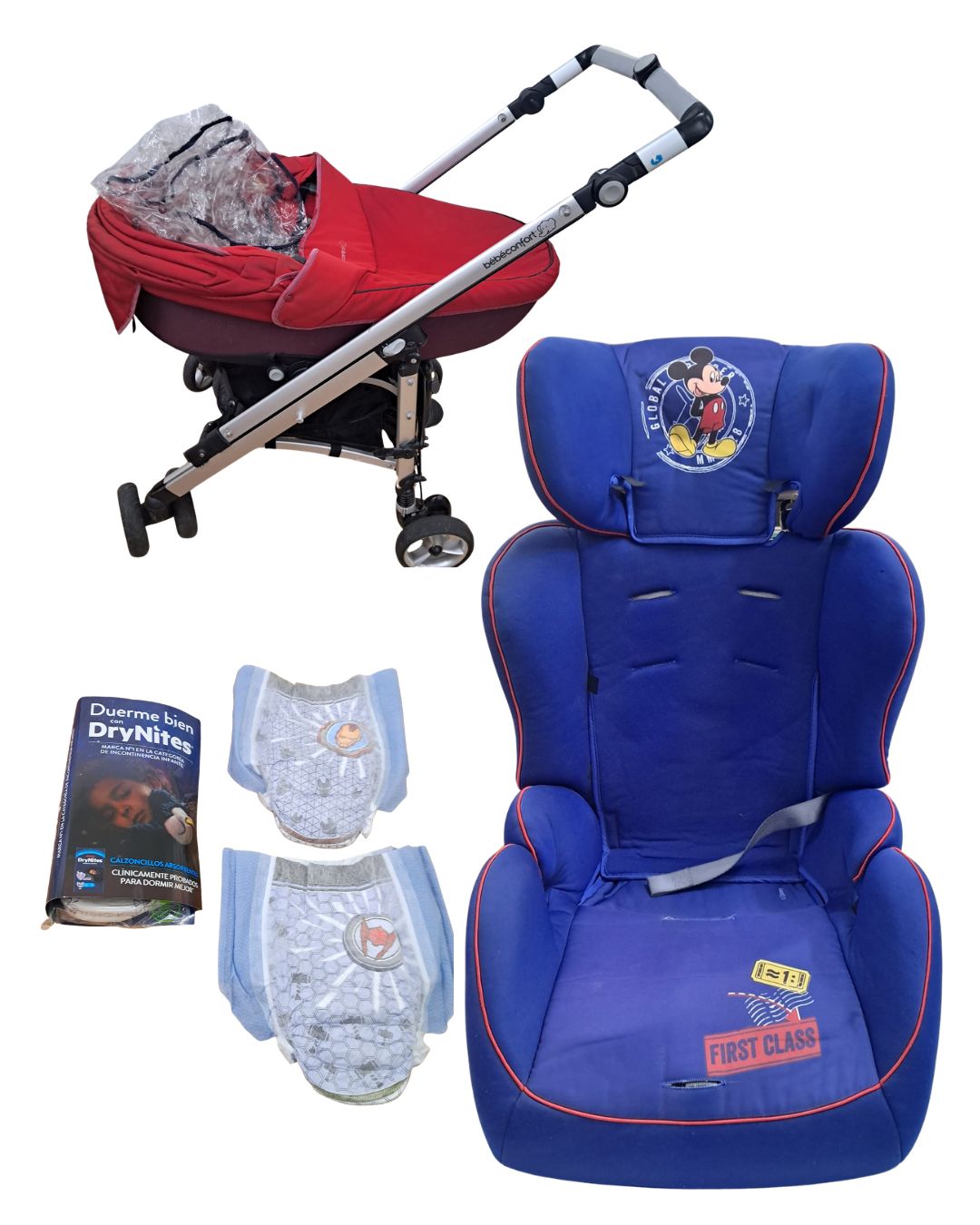 Coche de Bebe, Silla y Pañales